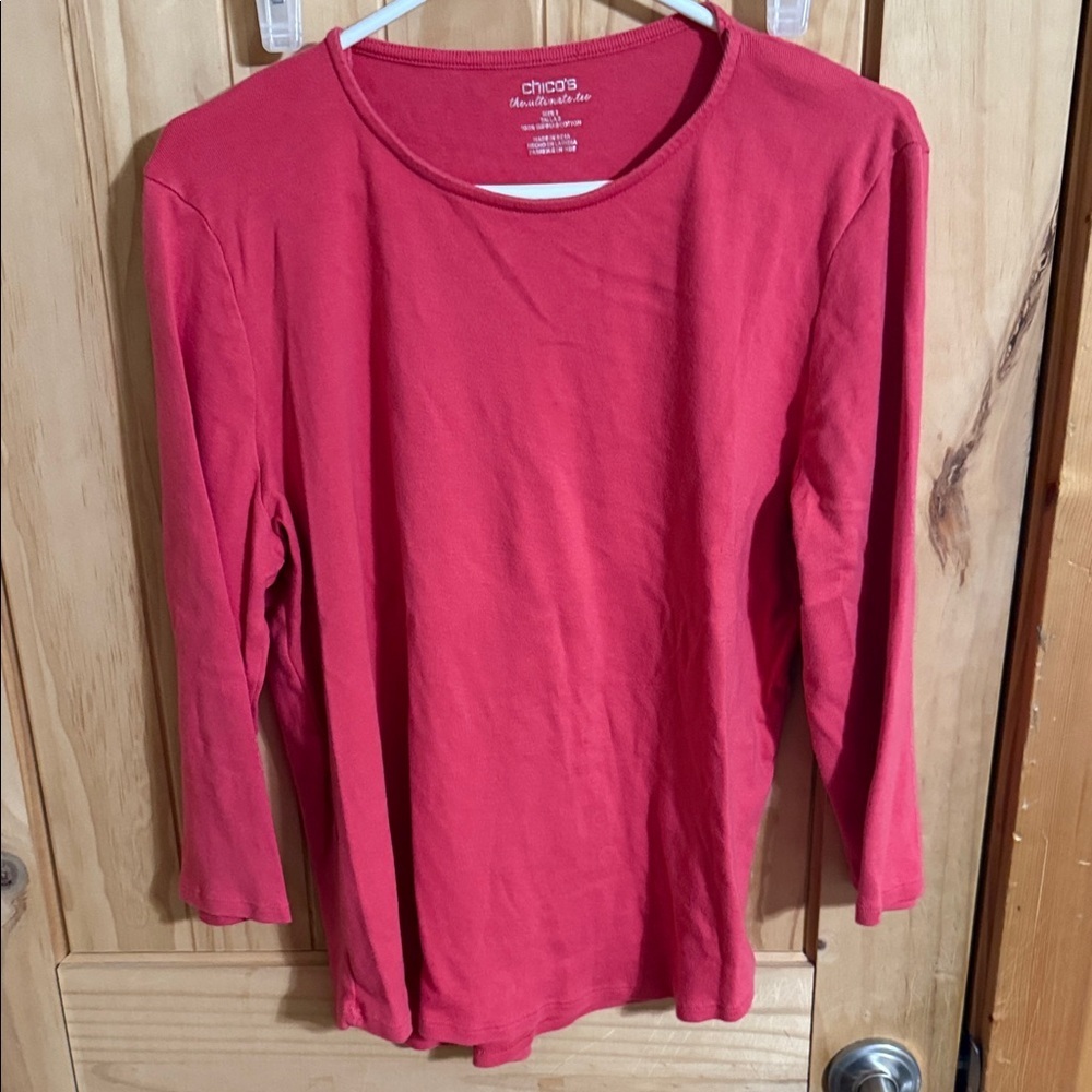 Chico's Women’s Vibrant Red Crew Neck Top